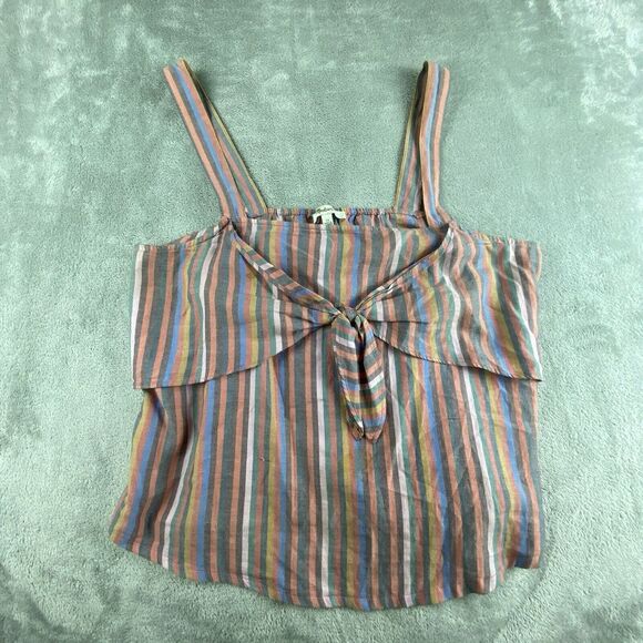 Madewell Cami Top Womens 12 Rainbow Stripe Tie Front Square Neck Feminine - Picture 1 of 11